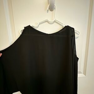SHEIN Black Sheer One-Shoulder Top